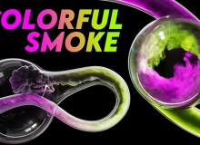 玻璃管中的彩色烟雾动画C4D工程mixing smoke