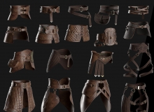 中世纪女性腰带3D模型 Artstation – Female Belt Pack (OBJ+FBX格式)