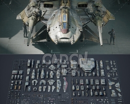 大型科幻飞船飞行员战斗机飞行器机械部件模型合集