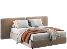 拉链双人床头板床Calligaris家具3D模型素材下载Zip Bed with Double Headboard by Cal
