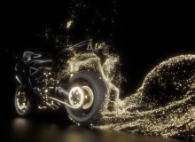 摩托车旋转金色粒子跟随动画Moto GP - X-Particles