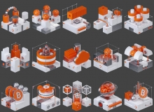 20组未来科技感三维几何造型全格式模型合集，适合区块链、云计算、大数据等数字化场景应用免费下载使用