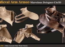 中世纪皮革护肩3D模型 Artstation – 5 Medieval Arm Armor/Marvelous Designer-Clo3D (ZPRJ+FBX+OBJ格式)