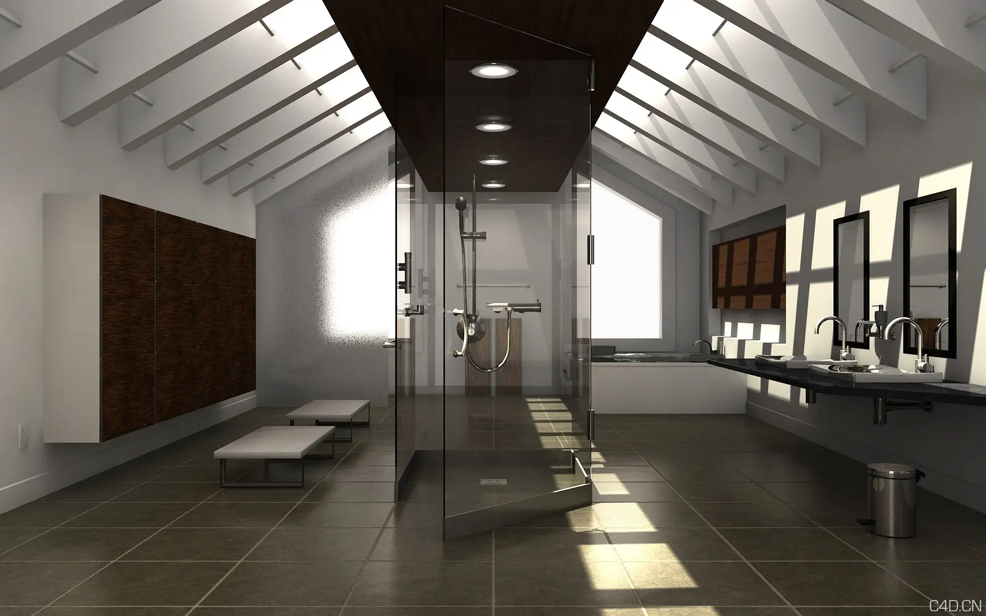 Archc4d室内渲染作品-gāo dàng浴室渲染作品［Cinema 4d］
