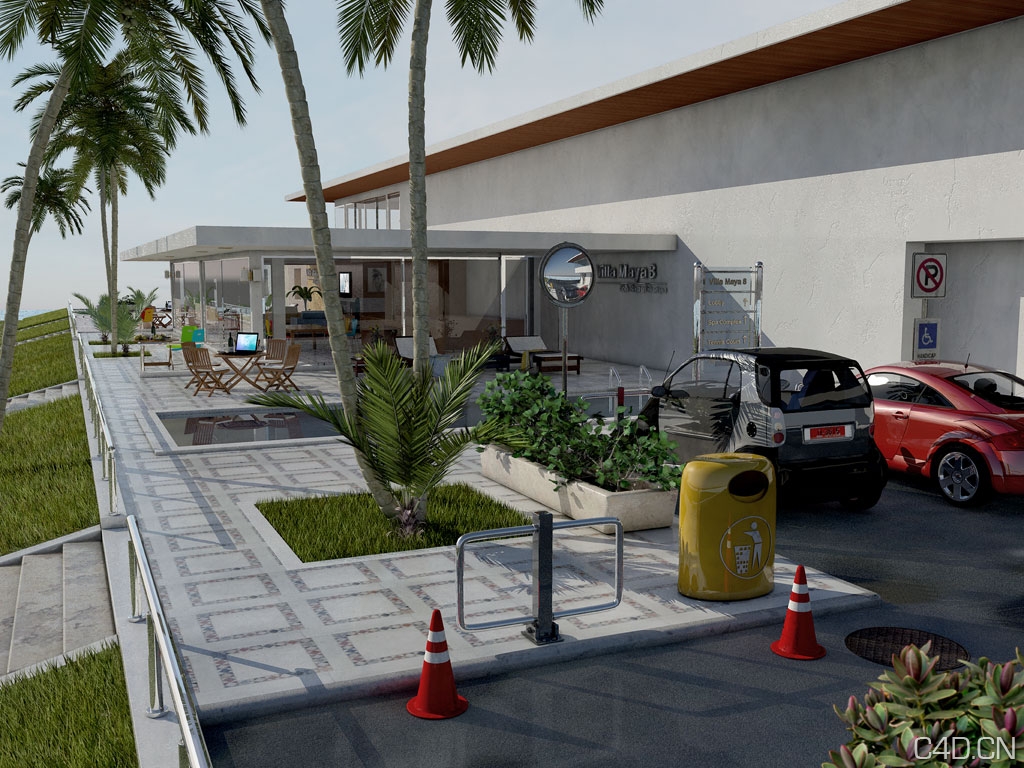 Maya 8.0 & Mental Ray Physical Sky/Sun Villa - C4D之家 - villaback8.jpeg