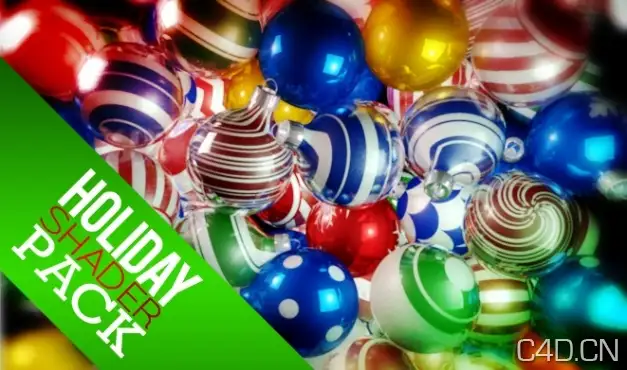 C4D圣诞树、七彩球模型+预设 Holiday Bulb Ornament #C4D Shader Pack - C4D之家 - holidayshaderpack01.jpeg
