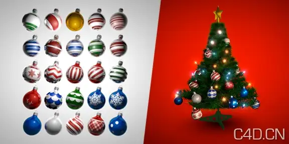 C4D圣诞树、七彩球模型+预设 Holiday Bulb Ornament #C4D Shader Pack - C4D之家 - untitled-1.jpeg