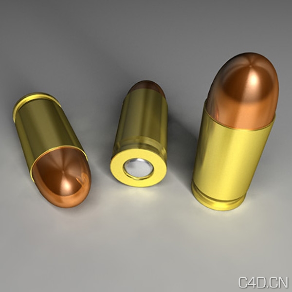 C4D 9毫米子弹模型 9mm Bullet - C4D之家 - Bullet_Render_400px.jpeg