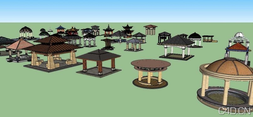 各种园林景观sketchup亭子模型 summer house - C4D之家 - 102148dvvu7u001kyygyzv.jpeg