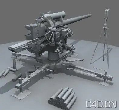 88高炮模型（精模）Anti-aircraft artillery - C4D之家 - 1346208719_683.jpeg