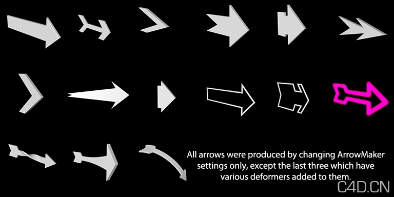 ArrowMaker - a plugin for cinema 4d - C4D之家 - arrowmaker-examples.jpeg