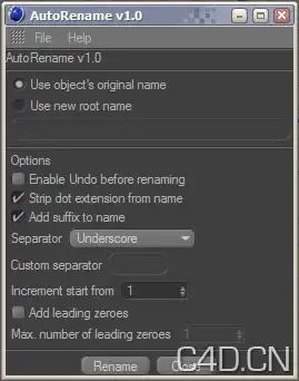 AutoRename - a plugin for cinema 4d