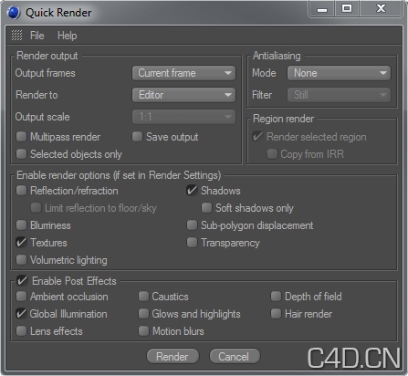 C4D插件：Quick Render - a workflow plugin - C4D之家 - qrmainwindow.jpeg