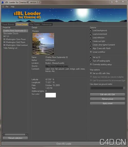 smart IBL loader plugin version 1.15 & 1.2 for cinema 4d - C4D之家 - sibl_details1_1.jpeg