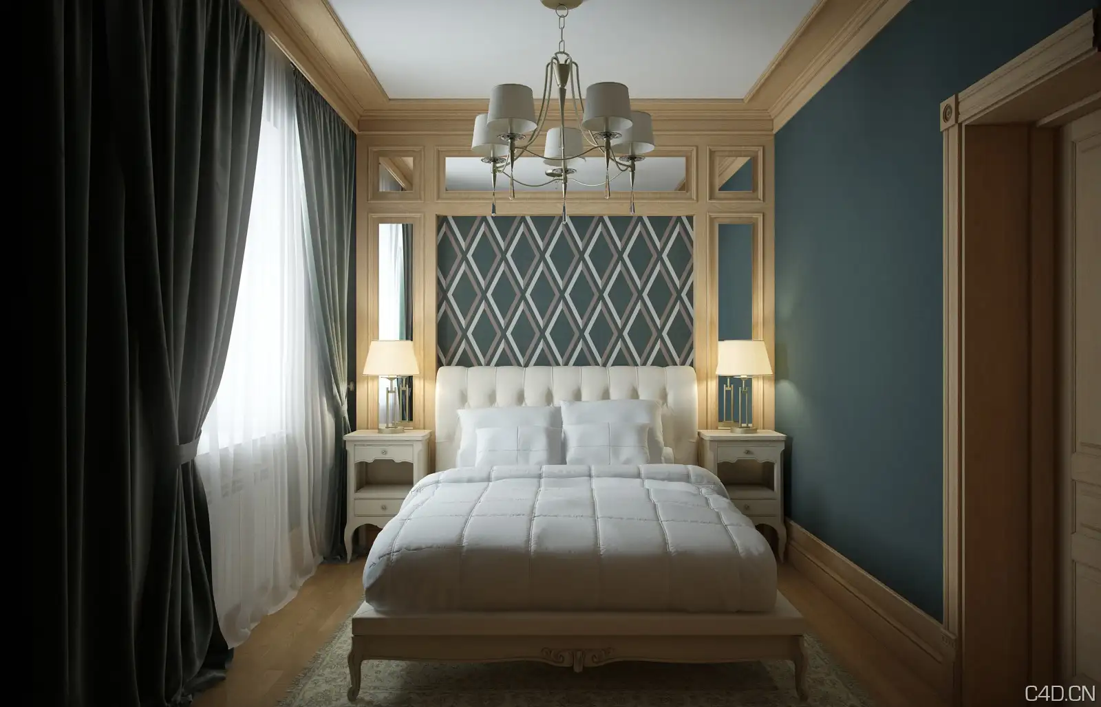C4D酒店客房渲染作品：hotel small bedroom - C4D之家 - spaln00011.jpg