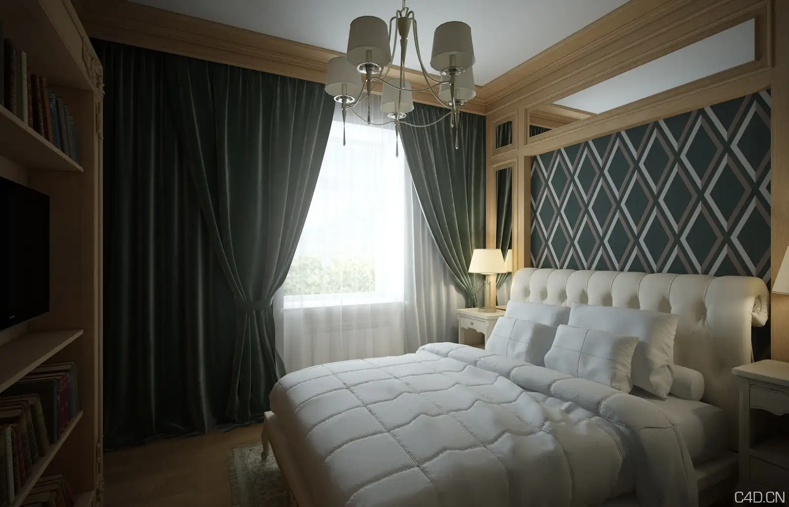 C4D酒店客房渲染作品：hotel small bedroom - C4D之家 - spaln00021.jpg