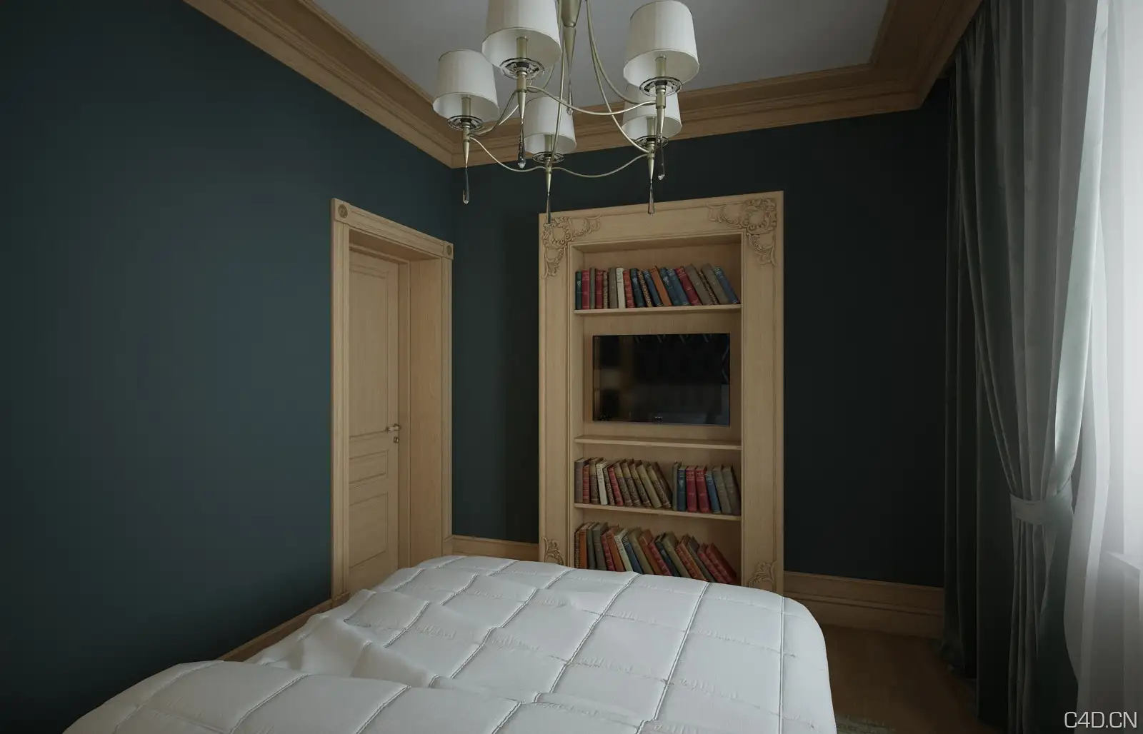 C4D酒店客房渲染作品：hotel small bedroom - C4D之家 - spaln00031.jpg