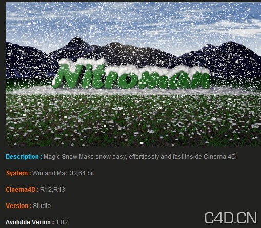 C4D雪花插件 Magic Snow 1.02 for Cinema 4D R12/R13 - C4D之家 - Snip20120926_21.png