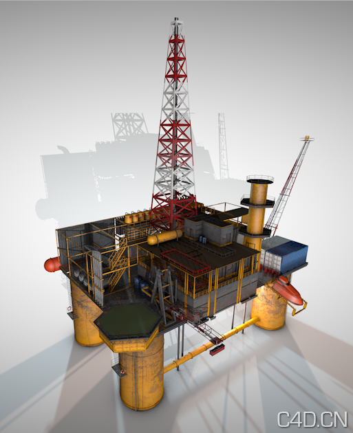 C4D石油工作平台模型 Oil working platform