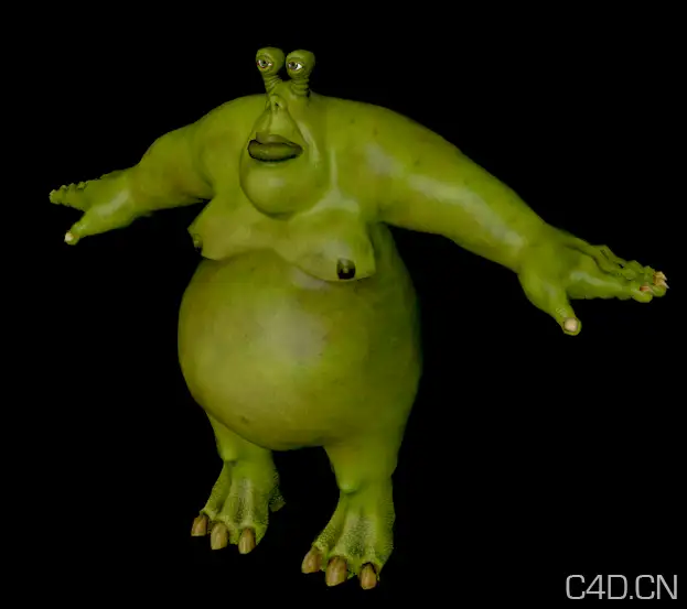 C4D模型：绿色怪物（带骨骼、带材质） Flabio - C4D之家 - Snip20121002_5.png