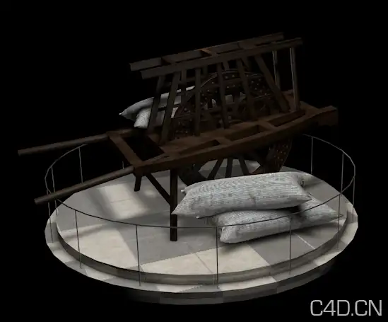 C4D单轮车展台模型 麻袋模型 Unicycles