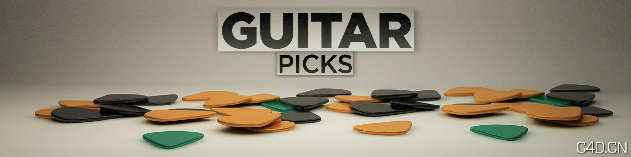 The Pixel乐器配件：吉它拨片C4D模型 GUITAR PICKS - C4D之家 - Guitar-Picks.jpg