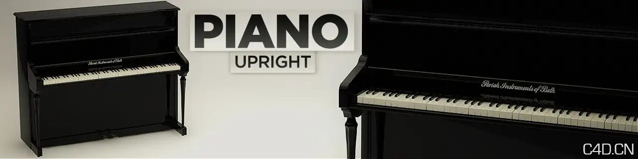 The Pixel乐器：立式钢琴C4D模型 Upright Piano