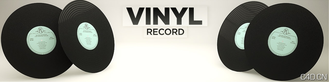 The Pixel乐器:黑胶唱片C4D模型 Vinyl Record