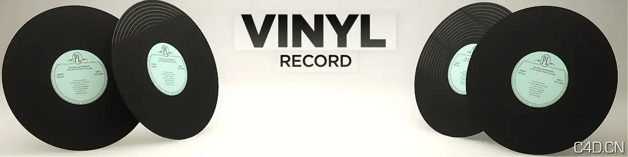 The Pixel乐器:黑胶唱片C4D模型 Vinyl Record