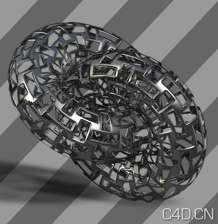 C4D镂空金属穿行网格材质 Walking through the grid