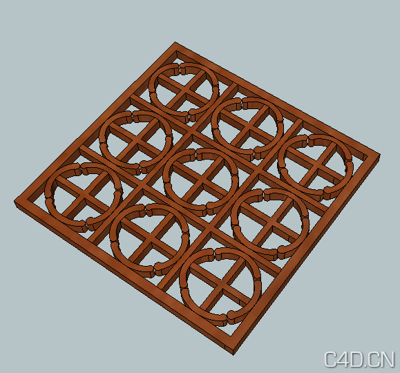 SU模型：仿古木窗格 Antique wooden pane