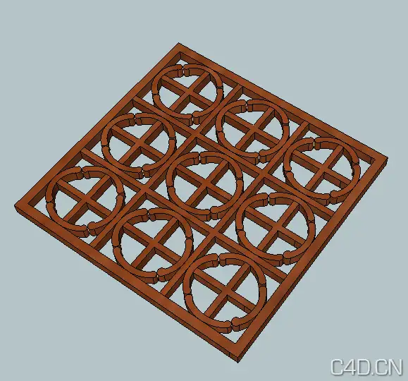 SU模型：仿古木窗格 Antique wooden pane