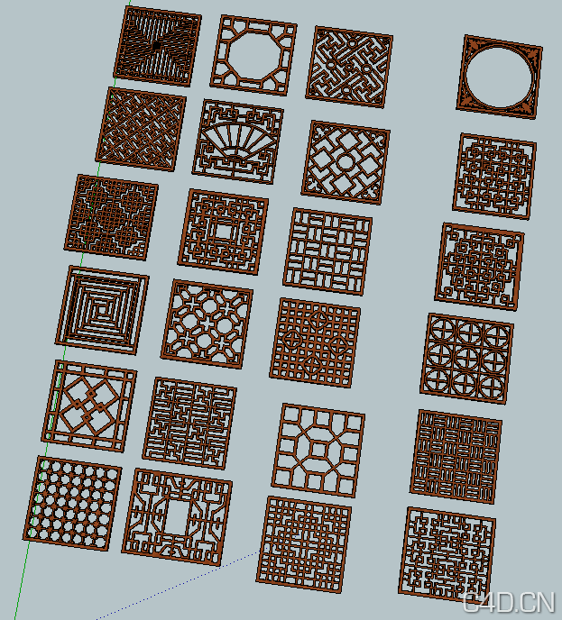 24款中式花格模型合集 Chinese grillwork