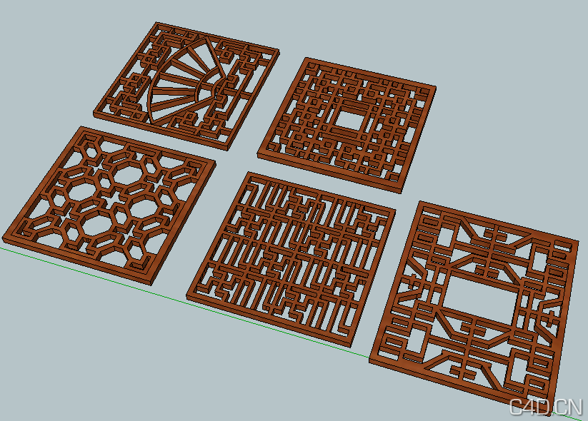 5款SU模型：中式花格 Grillwork