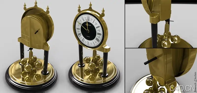 C4D摆钟作品渲染欣赏：Clock
