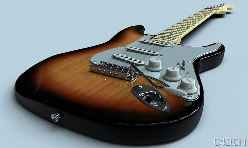 C4D吉它作品渲染欣赏：Stratocaster - C4D之家 - Guitar_01.jpeg