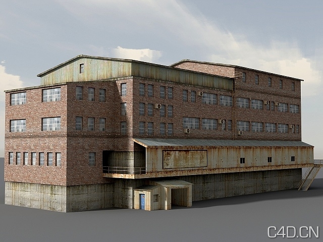 工业设施2-02：红砖厂房建筑/三层厂房3D模型 - C4D之家 - building_1.jpg
