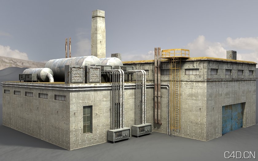 工业设施5-03：工厂车间厂房建筑3D模型 - C4D之家 - building_3.jpg