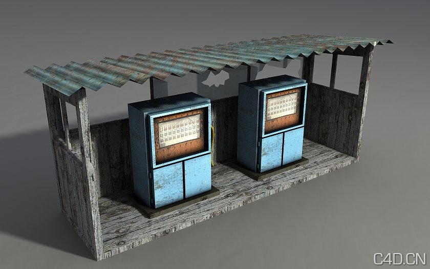 工业设施5-14：变电箱/电表房/小木房3D模型 - C4D之家 - Environmet_6.jpg