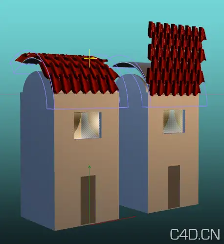 C4D变形：将瓦变形并附着在房顶 Surface Deformer_roof - C4D之家 - Snip20130317_18.png