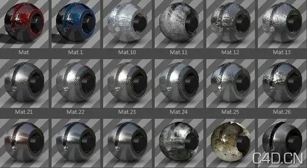 C4D常用材质包：Cinema 4D Materials Collection 01 - C4D之家 - 材质包01.jpeg