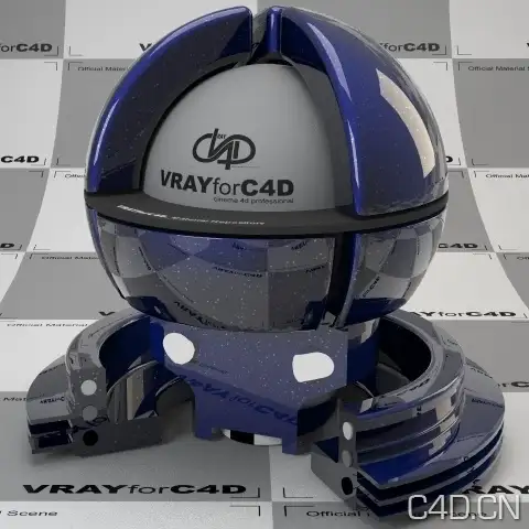 vray for c4d材质：Carpaint with flakes blue 001