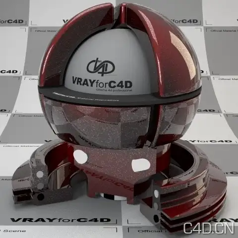 vray for c4d材质：Carpaint with flakes red 001