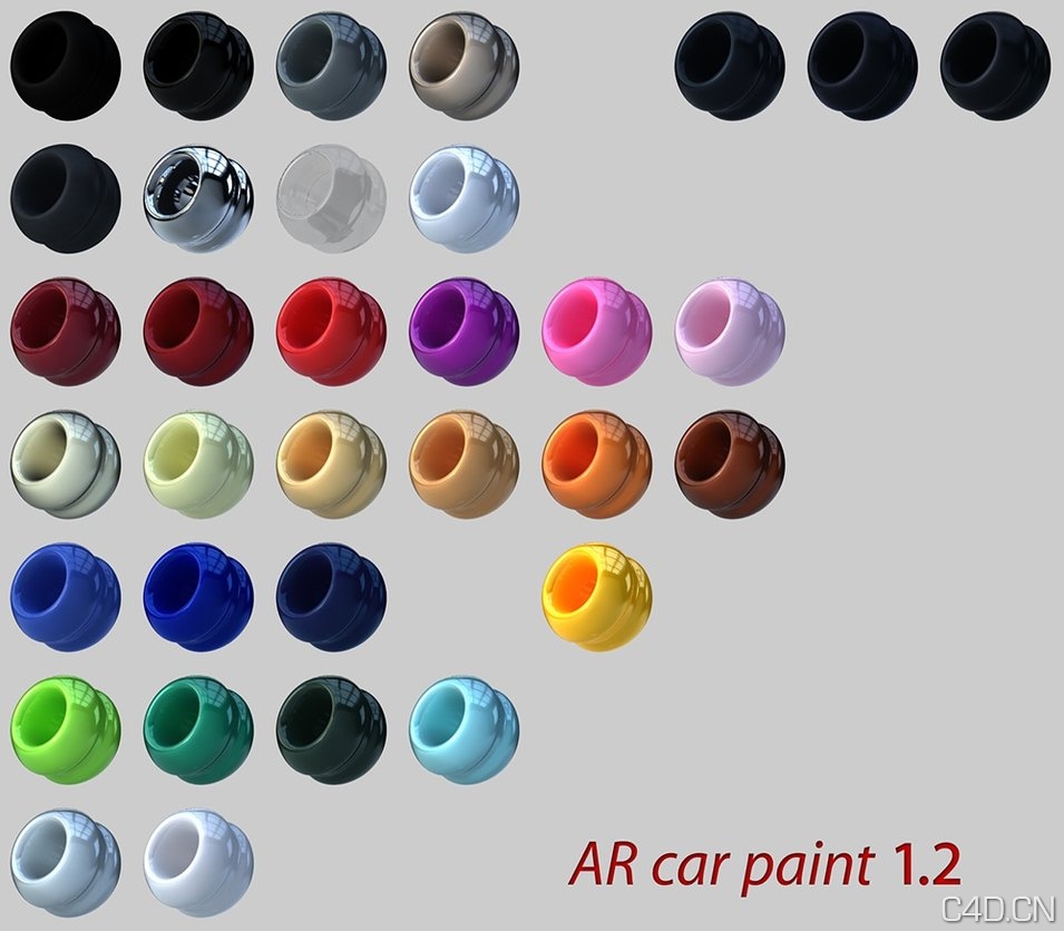 汽车车身漆C4D材质：car paint for AR3 update