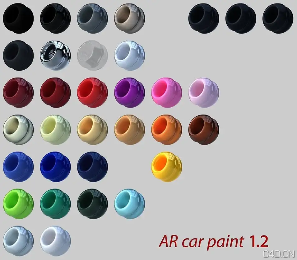 汽车车身漆C4D材质：car paint for AR3 update