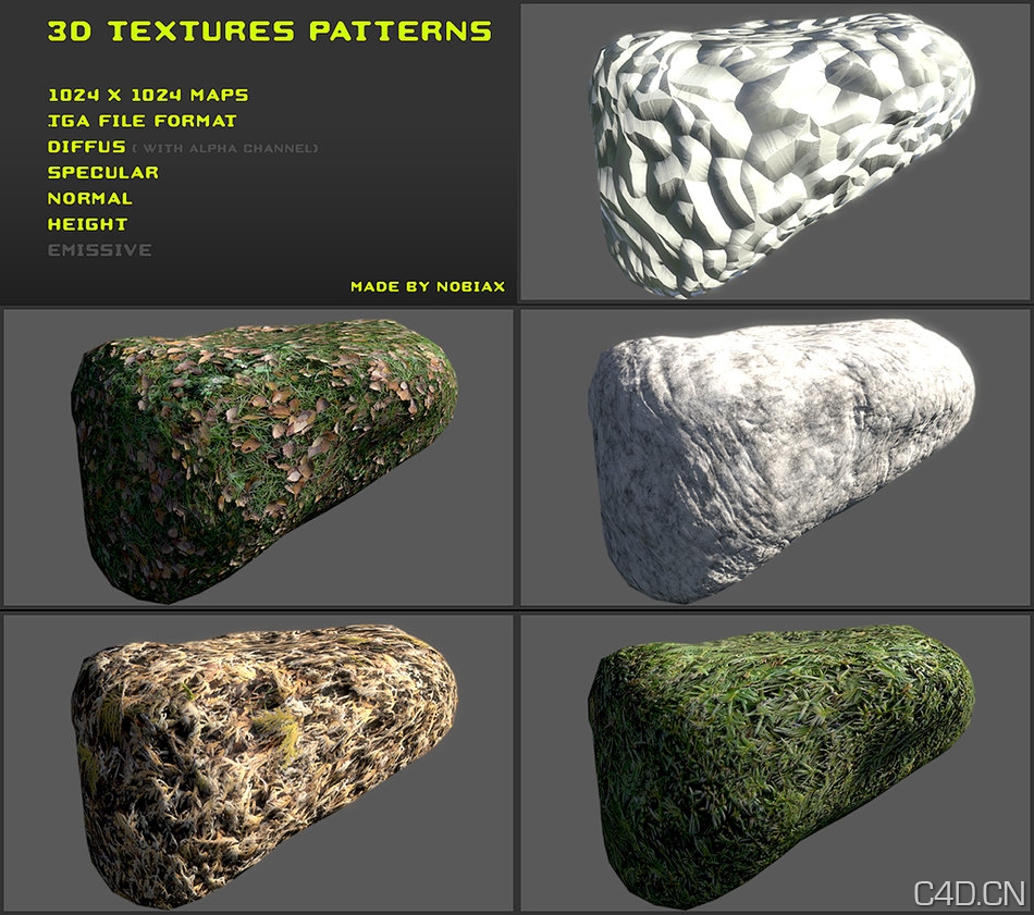 三维材质贴图：Free 3D textures pack 16