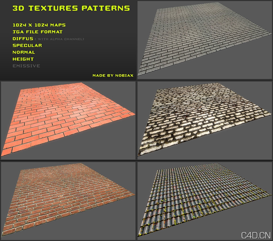 砖墙材质三维贴图：Free 3D textures pack 19