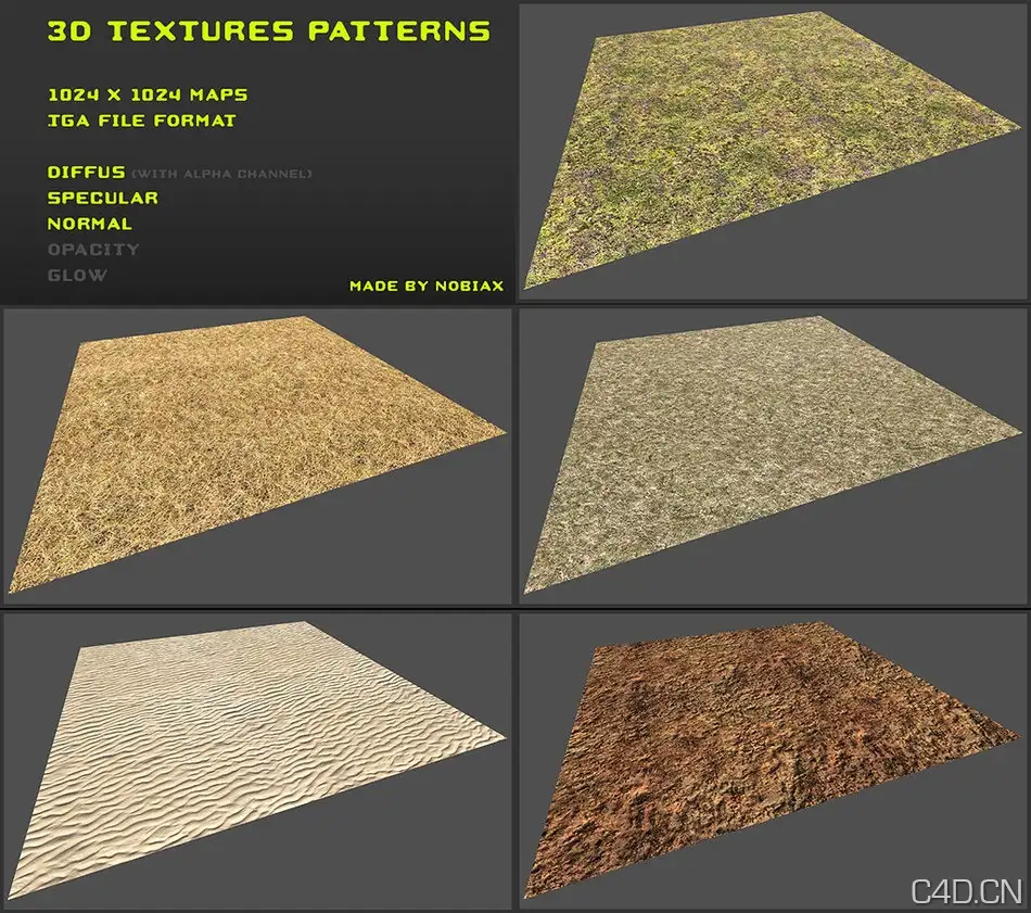 地面材质三维贴图：Free 3D textures pack 08 - C4D之家 - free_3d_textures_pack_08_by_nobiax-d3awoah.jpg