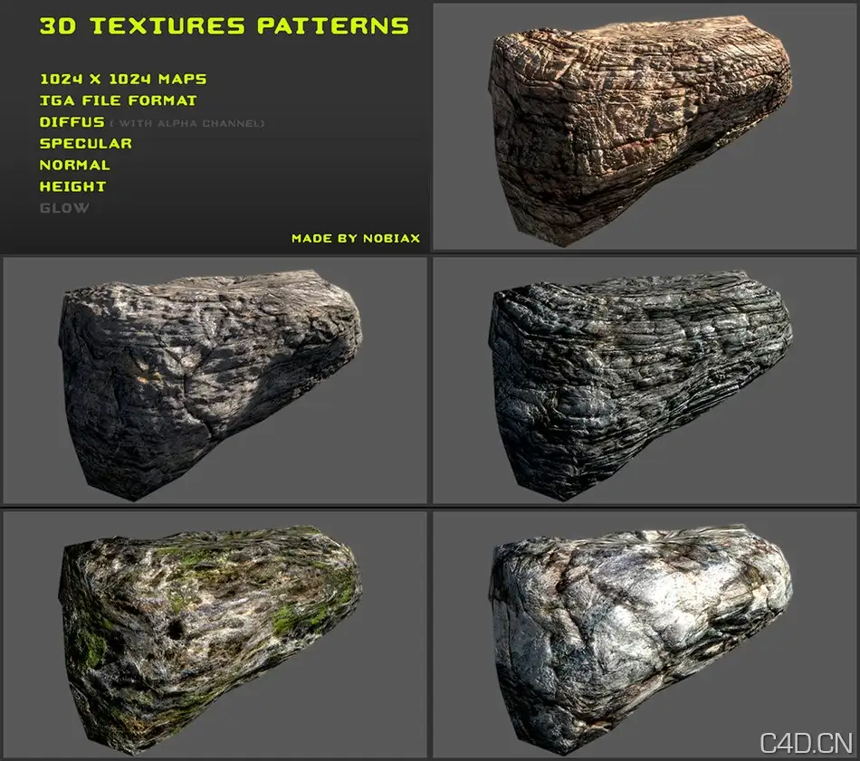 石头材质三维贴图：Free 3D textures pack 13