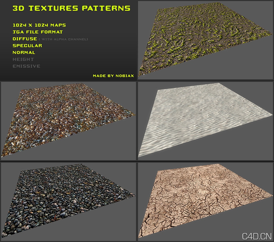 地面三维贴图材质：Free 3D textures pack 21